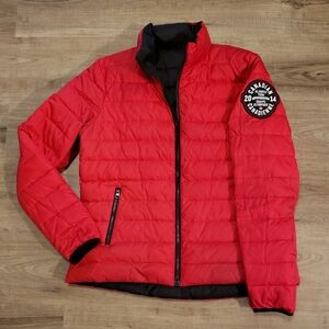 2014 Womens Red Olympic HBC Reversible Canadian Puffer Winter Coat.